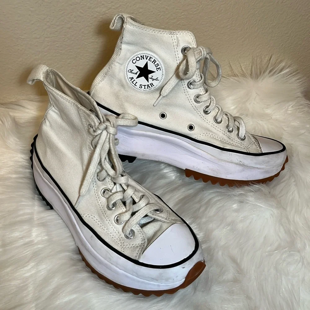Converse White Run Star Hike Hi Platform Sneakers - Picture 2 of 16